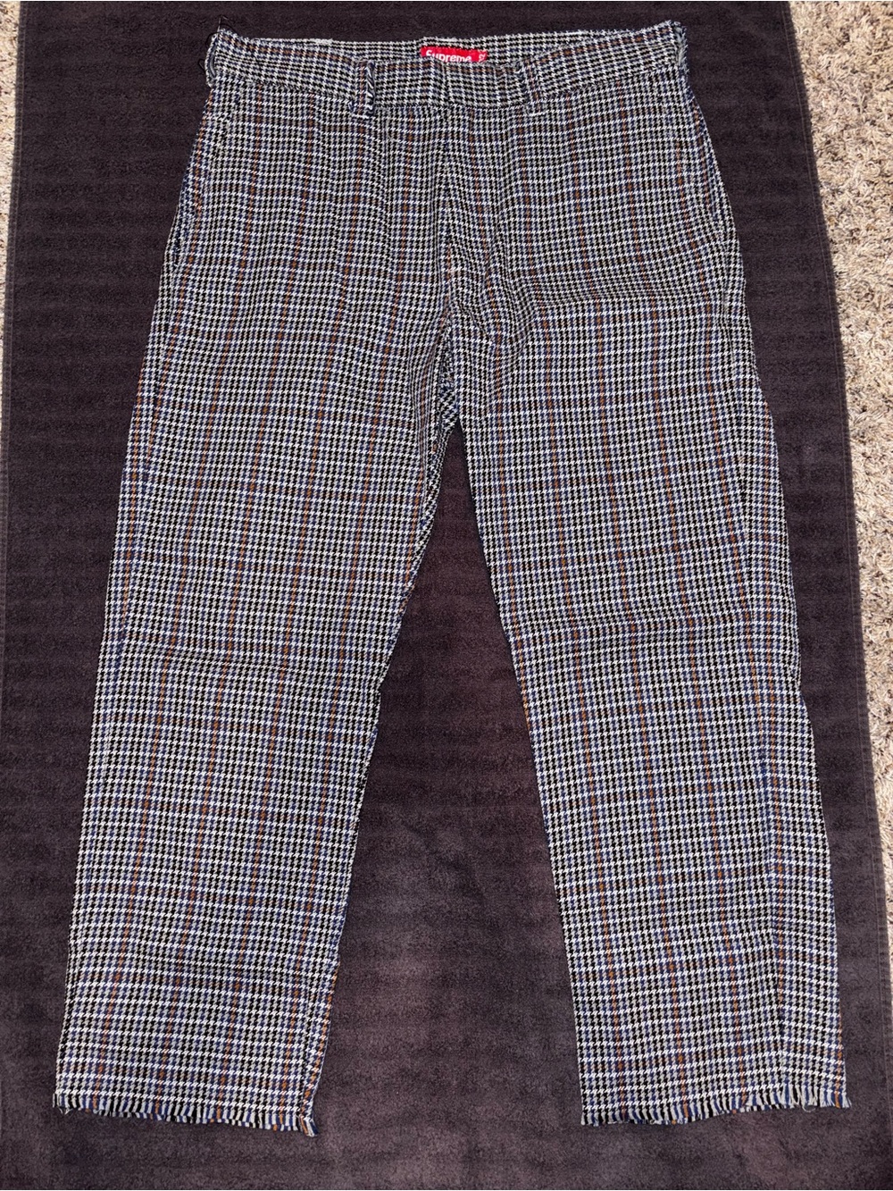 Supreme Black and White Houndstooth Pants
